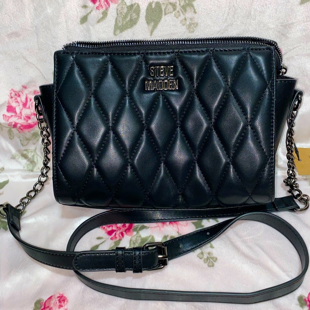 Black Blexi Quilt Crossover Purse Steve Madden